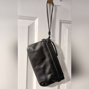 Elegant Black Leather Wristlet
